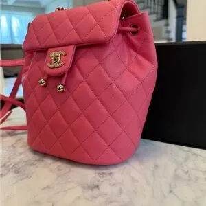 CHANEL | Bags | Chanel Pink Quilted Backpack With Iconic Cc  display picture 2